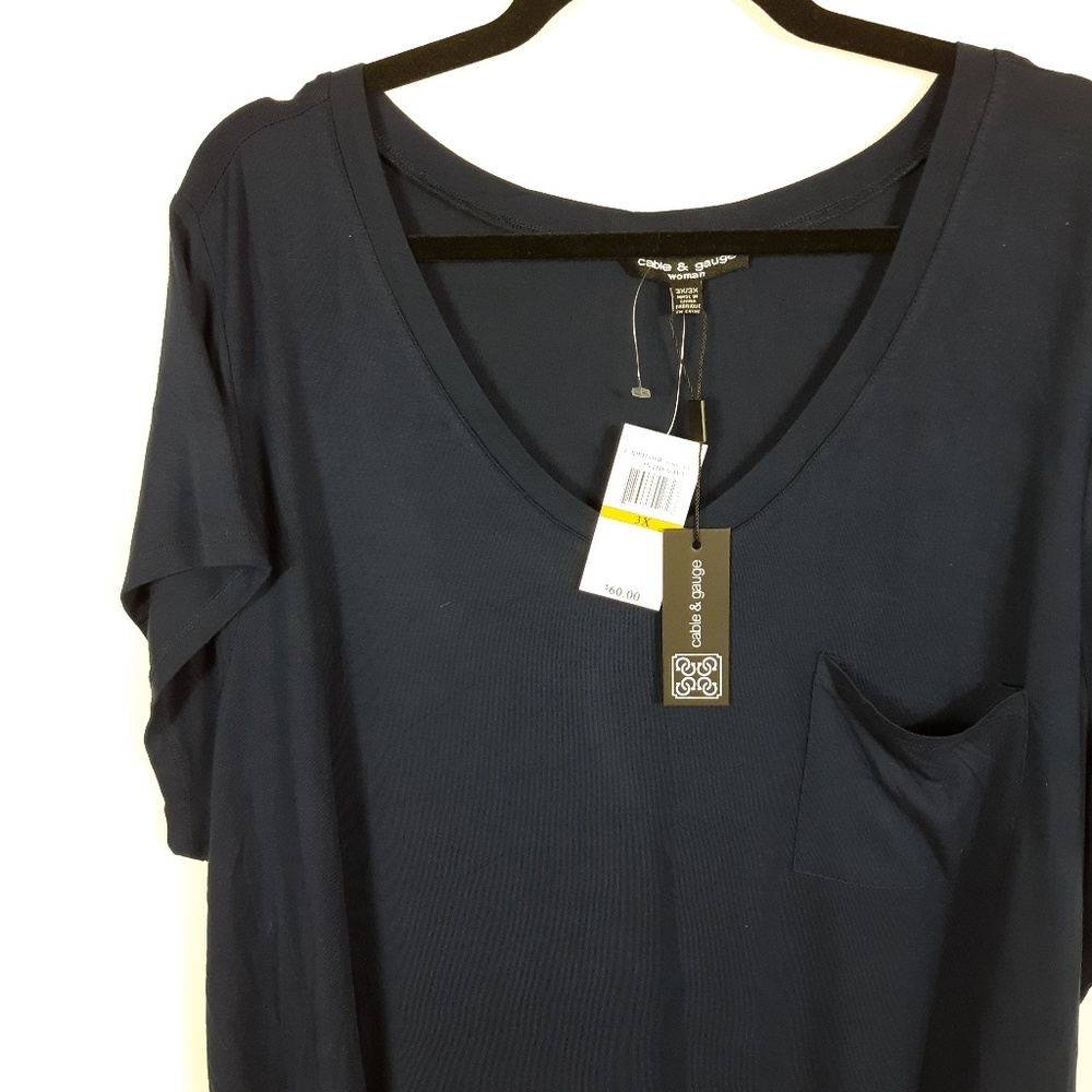 NWT Cable & Gauge V-Neck T-Shirt Size 3X - Picture 3 of 8